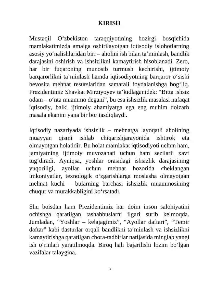 Ishsizlikni kelib chiqishi sabablari va namoyon bo’lish sharoitlari 3