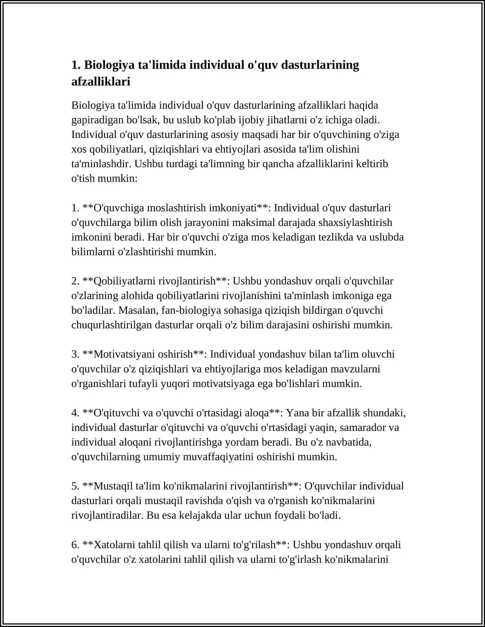 BIOLOGIYA TA'LIM JARAYONIDA INDIVIDUALLASHTIRISH TEXNOLOGIYASIDAN FOYDALANISH VA TA’LIM JARAYONINI LOYIHALASH 3