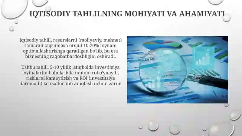 Iqtisodiy tahlilning turlari, tahlil ishlarini tashkil qilish va manbala bilan ta'minlash 3