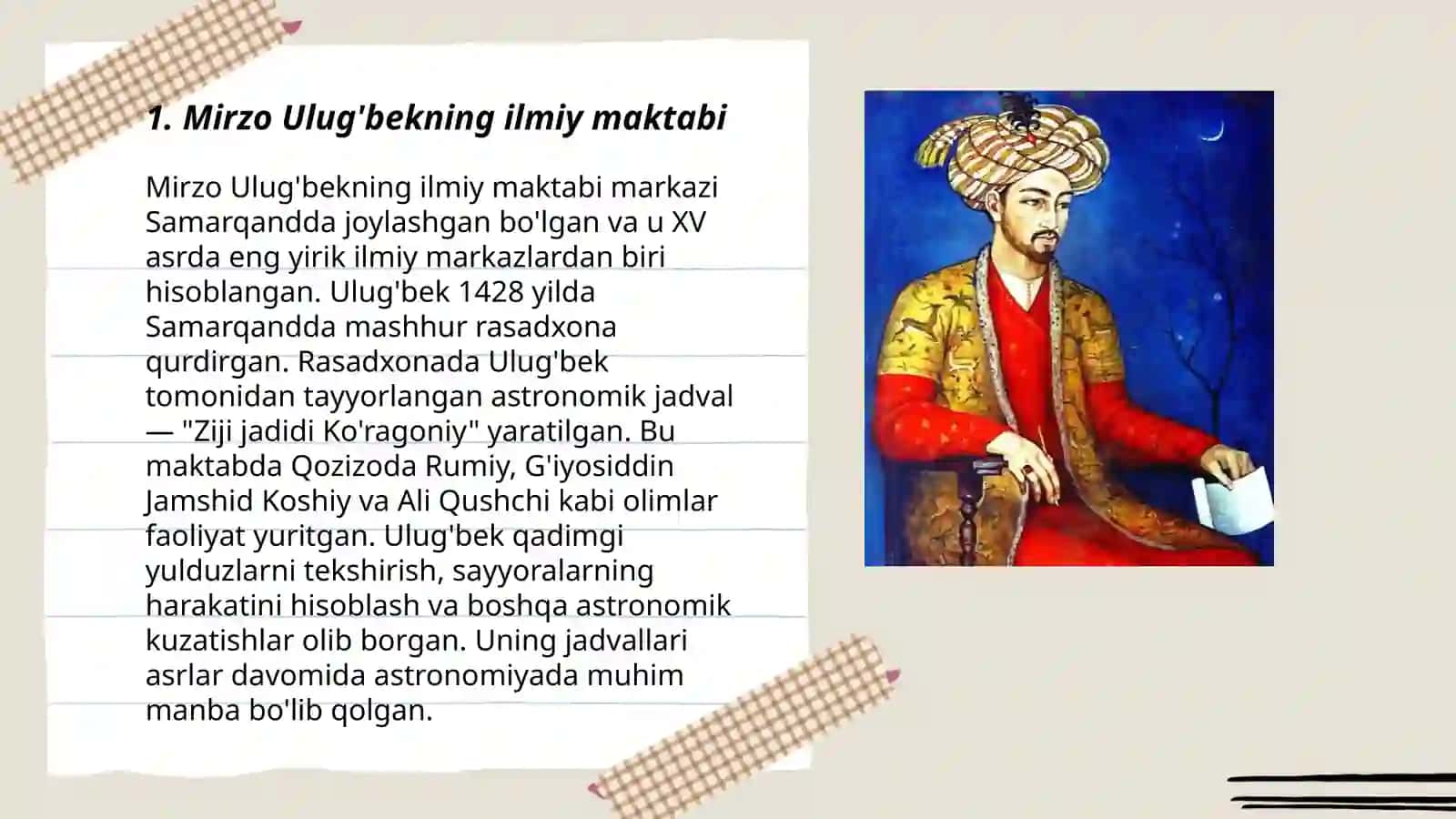 Mirzo Ulugbek Zahriddin Muhammad Baburning pedagogik g'oyalari va ma'rifat parfarlik xizmatlari 3