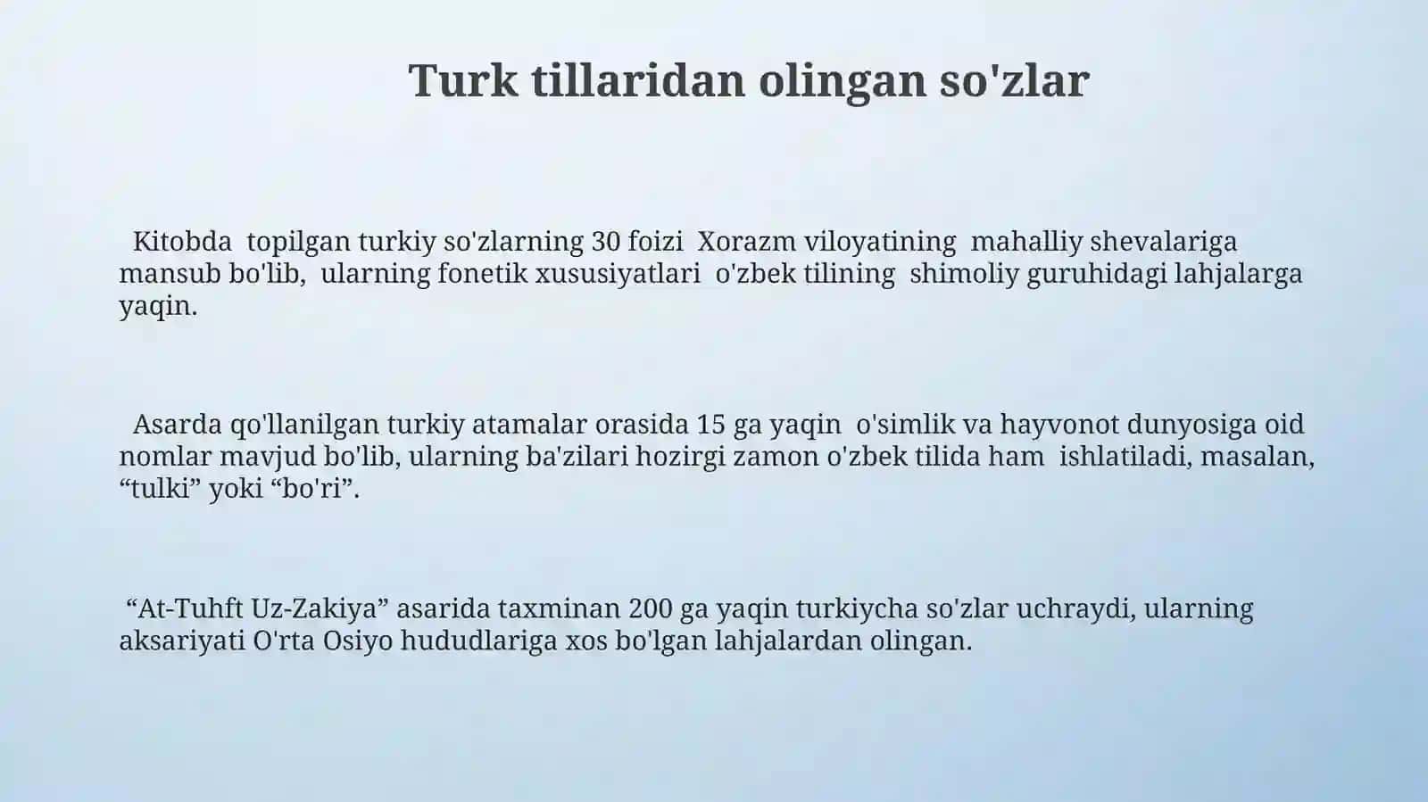 "At-tuhftuz-zakiya"asaridaoʻzlashmaqatlamleksikasi 3