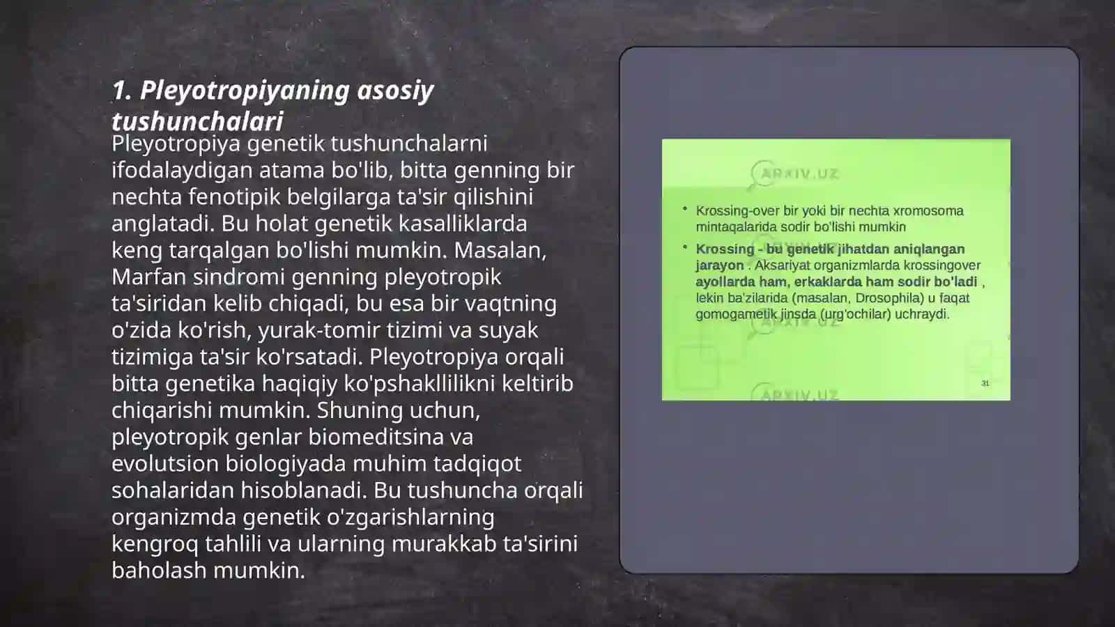 Pleyotropiya. Miqdor belgilar genetikasi 3
