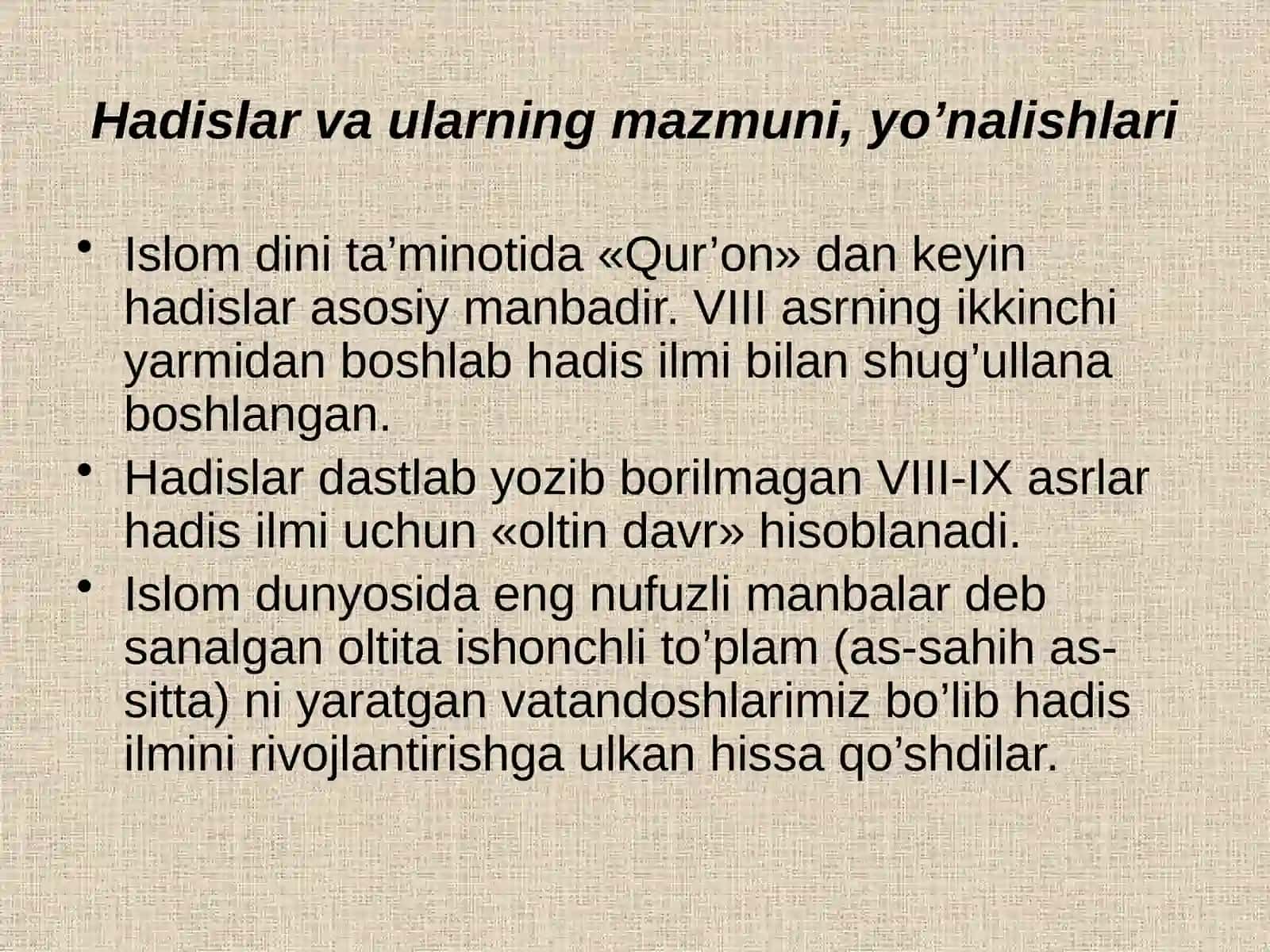 Hadis ilmining mazmuni 3
