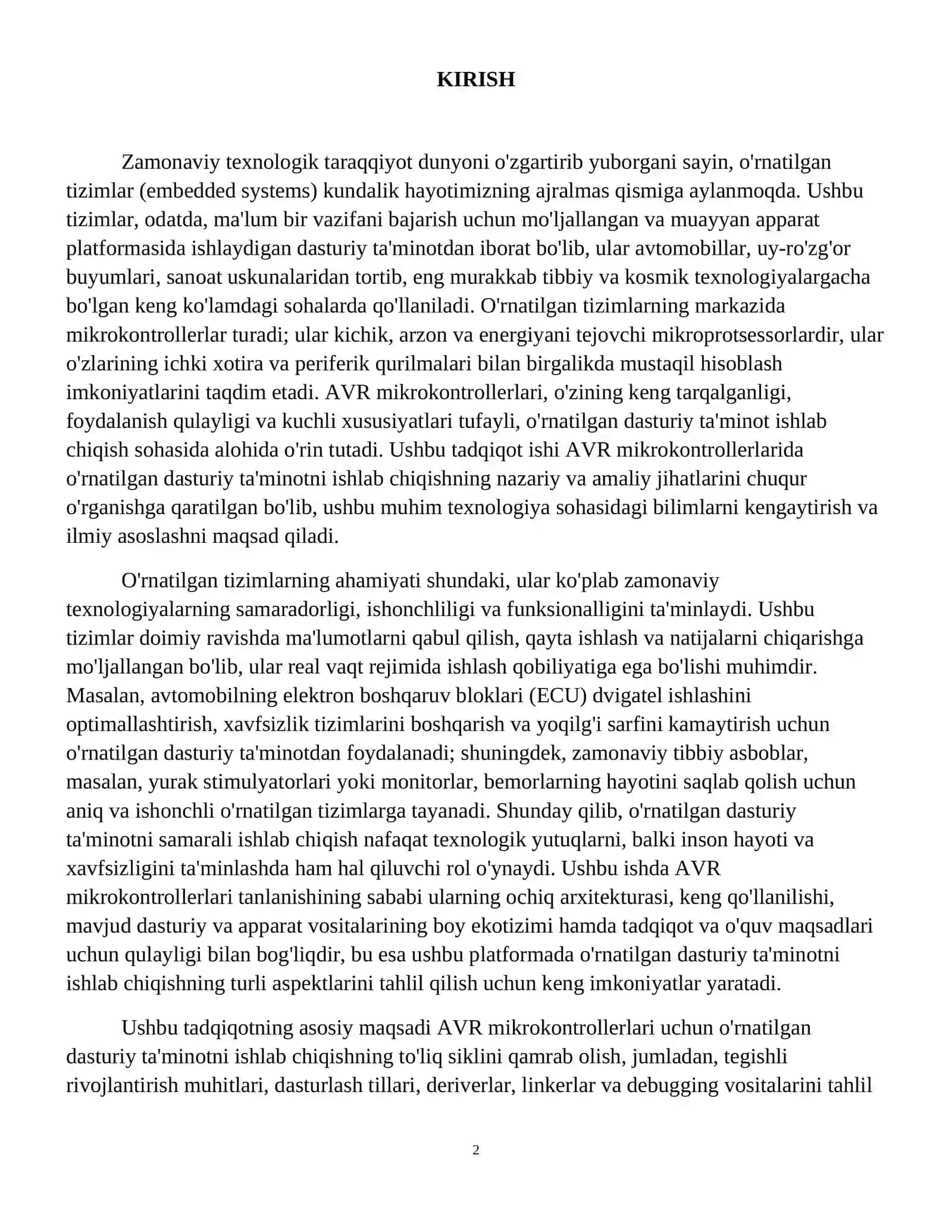 AVR mikrokontrolerlarida o'rnatilgan dasturiy ta'minot ishlab chiqish 3