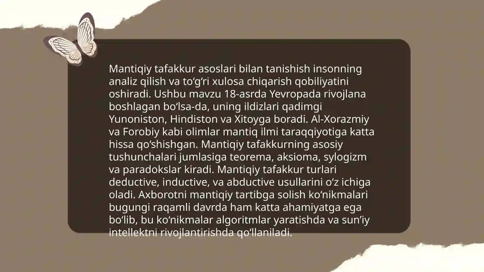 Mantiqiy fikrlashga oid muammoni yechish 3