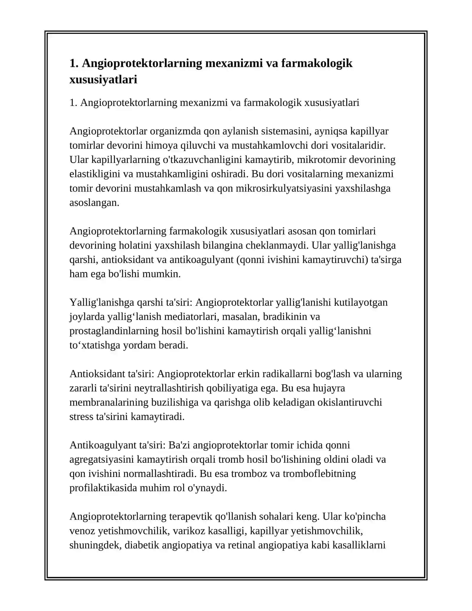 Angioprotektorlar, venotrop vositalar, aterosklerozga qarshi vositalar 3