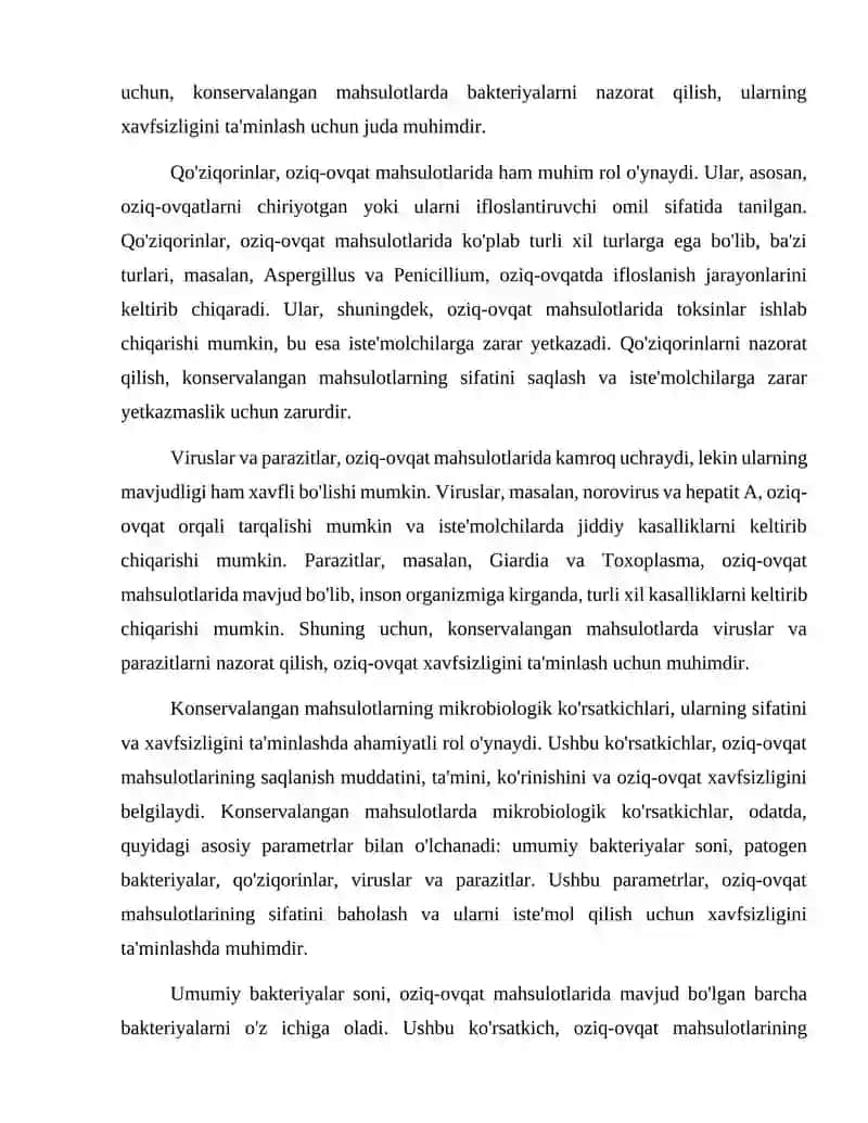 Konservalangan mahsulotlarda mikrobiologik ko'rsatkichlar va ularni aniqlash usullari 3