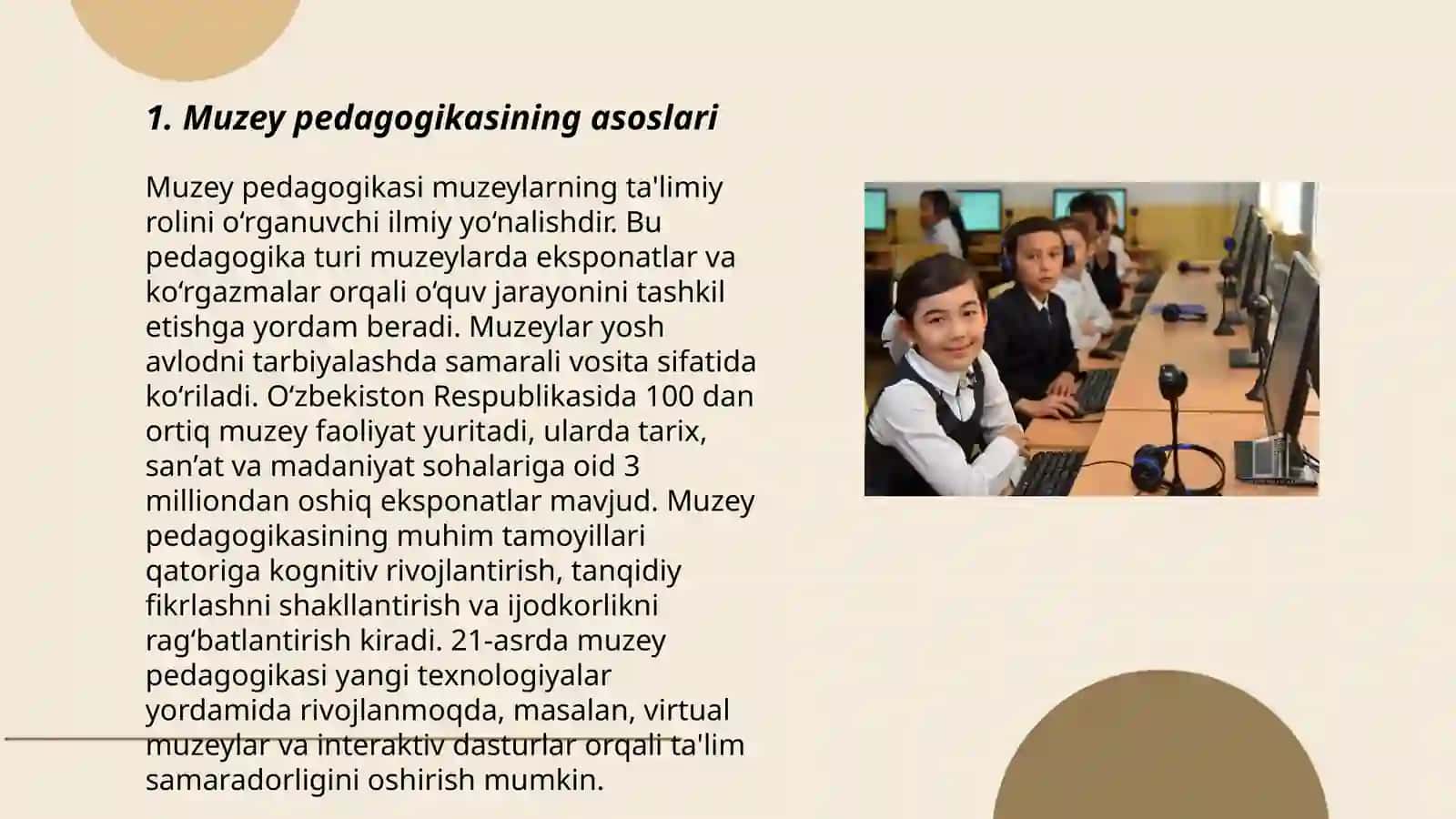 Muzey pedagogika taʼlim va tarbiya nazariyasi hamda pedogogika talimi 3