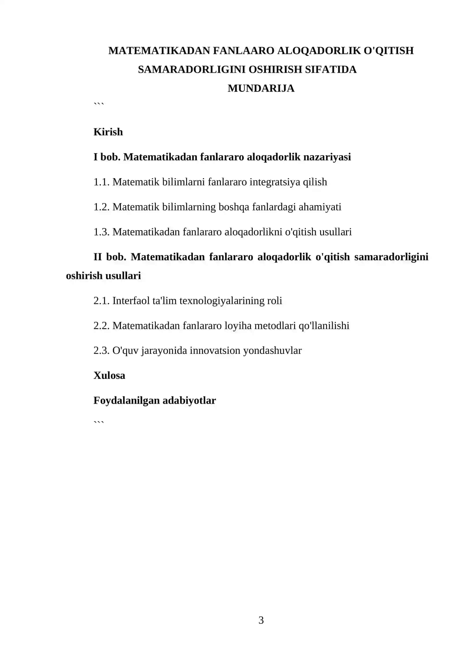 Matematikadan fanlararo aloqadorlik o'qitish samaradorligini oshirish sifatida 3