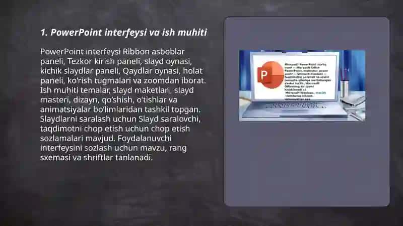 Taqdimot tayyorlash uchun PowerPoint dasturida ishlash 3