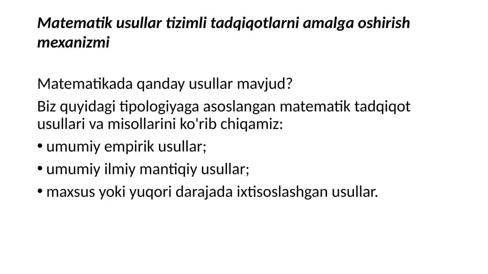 Matematik tadqiqot usullarining tavsifi 3