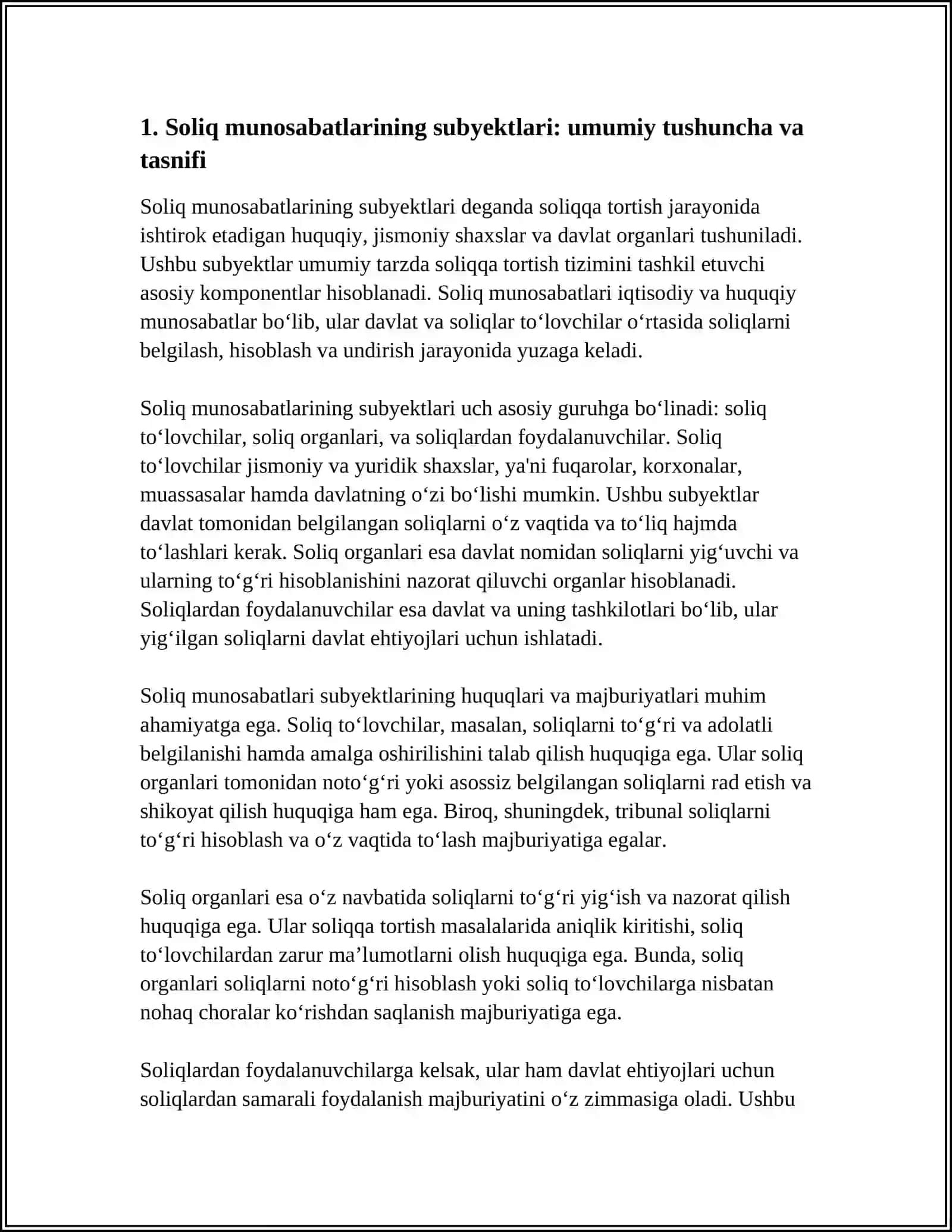 SOLIQ MUNOSABATLARINING SUBEKTLARI, ULARNING HUQUQLARI VA MAJBURIYATLARI 3
