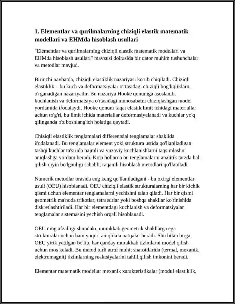 ELEMENTLAR VA QURILMALARNING MATEMATIK MODELLARI VA ULARNI EHM DA XISOBLASH 3