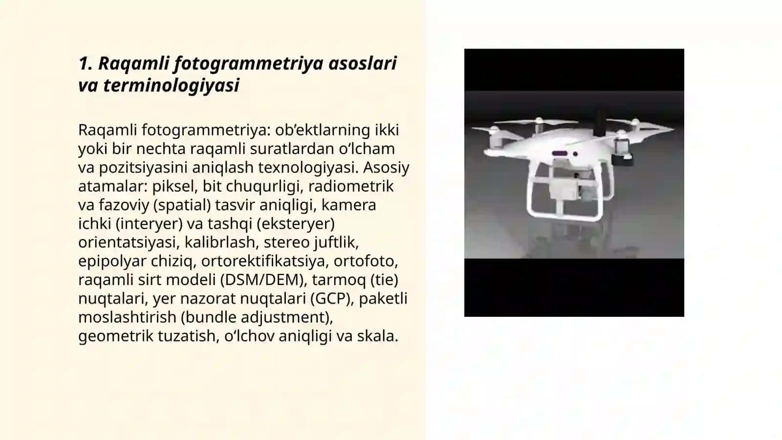 Raqamli fotogrammetriya asoslari va terminologiyasi 3