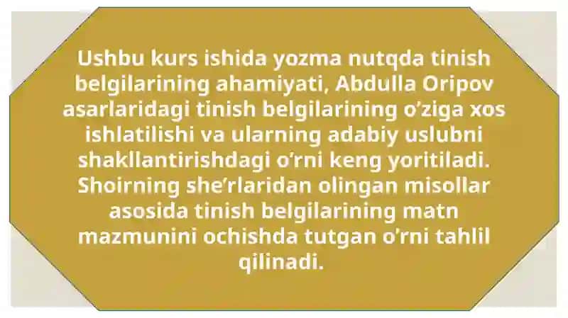 Yozma nutqda tinish belgilarining qo’llanish qoidalari.(A.Oripov asarlari misolida) 3
