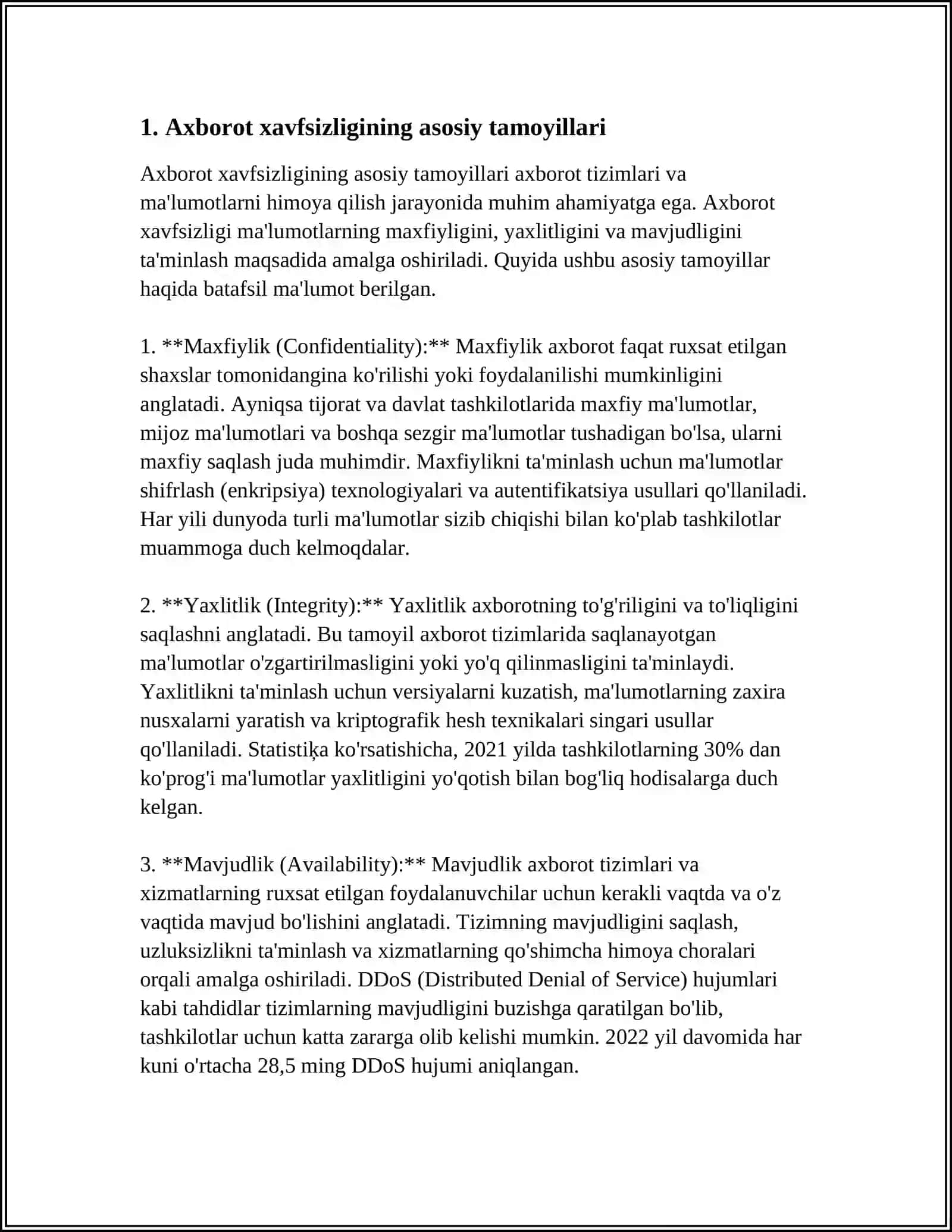 XAVFSIZLIKNI TA’MINLASH TAMOYILLARI VA USLUBLARINI TAHLIL QILISH 3