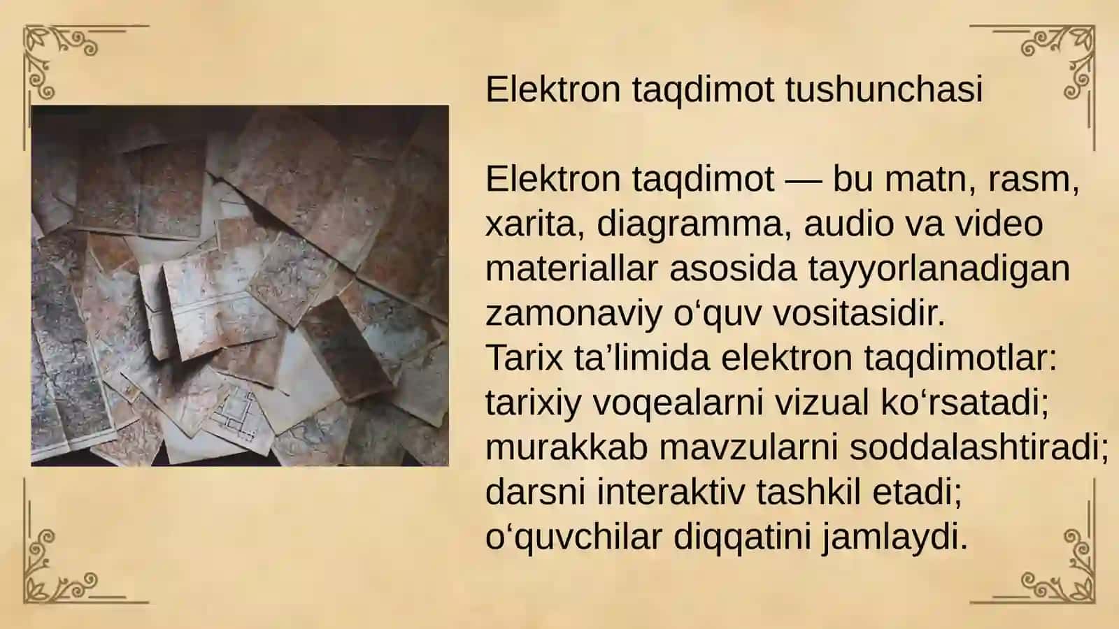 Tarix taʼlimida elektron taqdimot ahamiyat 3