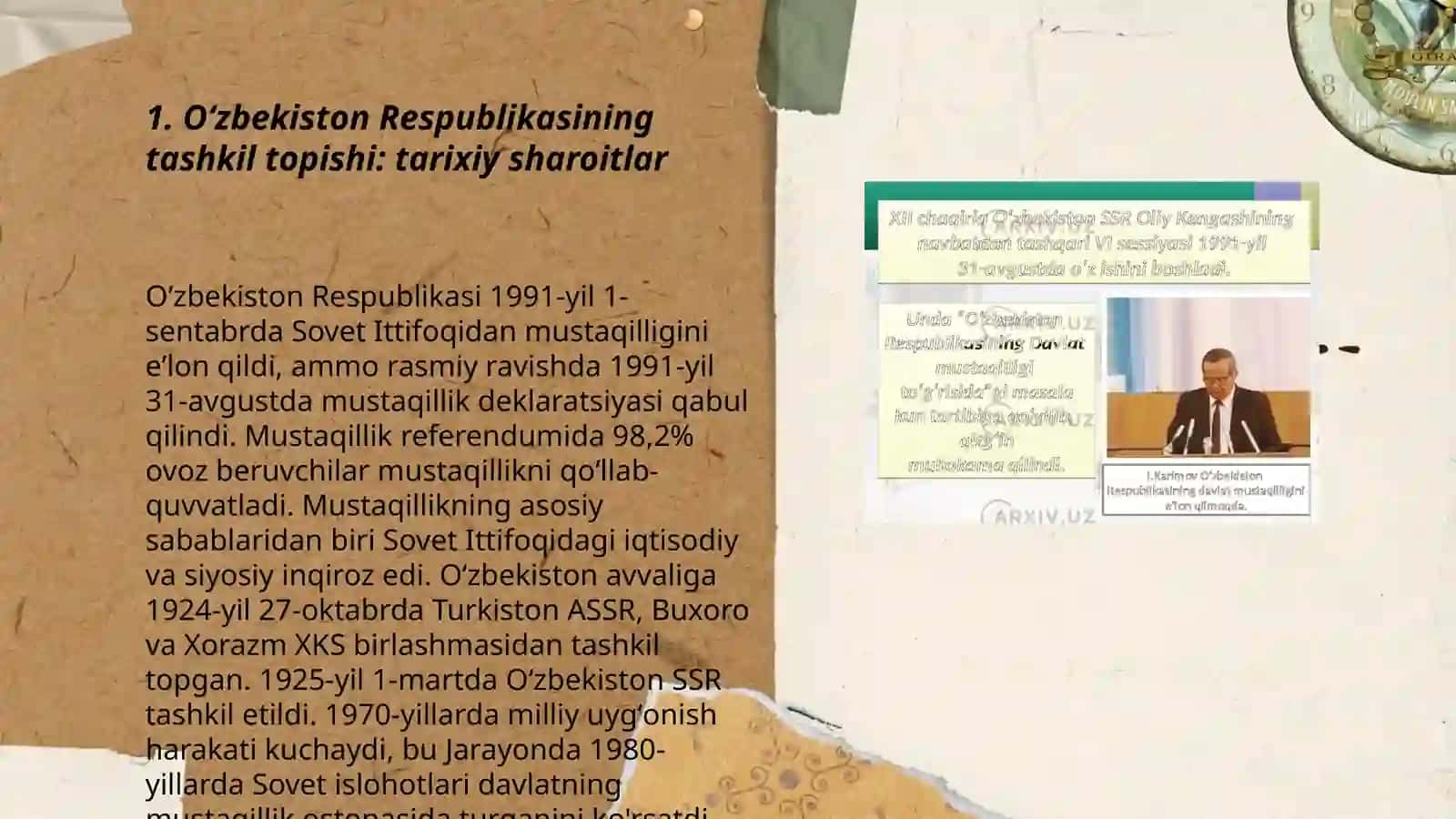 Oʻzbekiston Respublikasining tashkil topishi va uning tarixiy ahamiyati 3