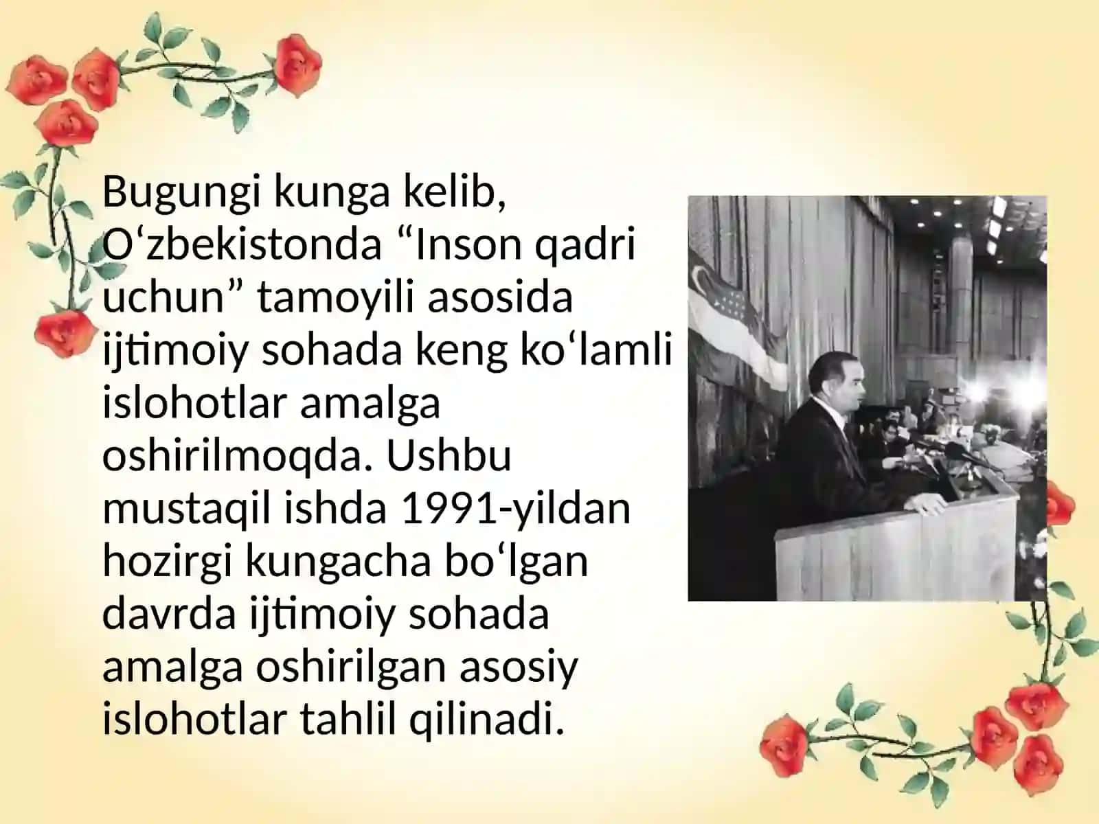 1991-yildan boshlab hozirgi kungacha ijtimoiy sohada amalga oshirilgan islohotlar 3