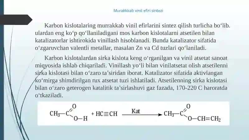 Murakkkab vinil efiri sintezi 3