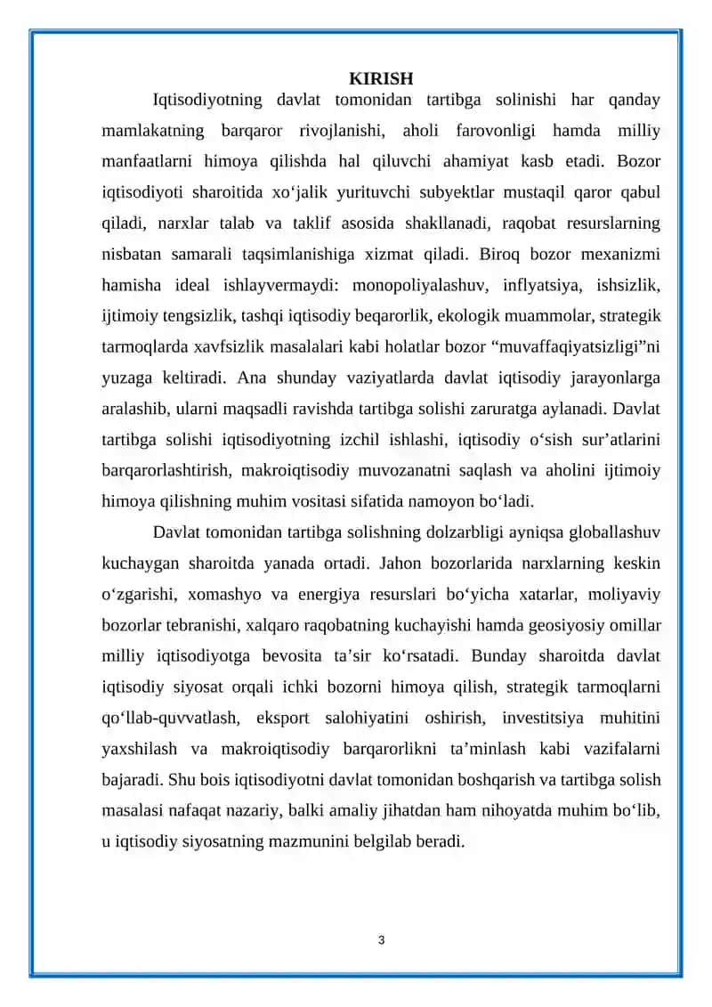 Iqtisodiyotning davlat tomonidan tartibga solinishi 3