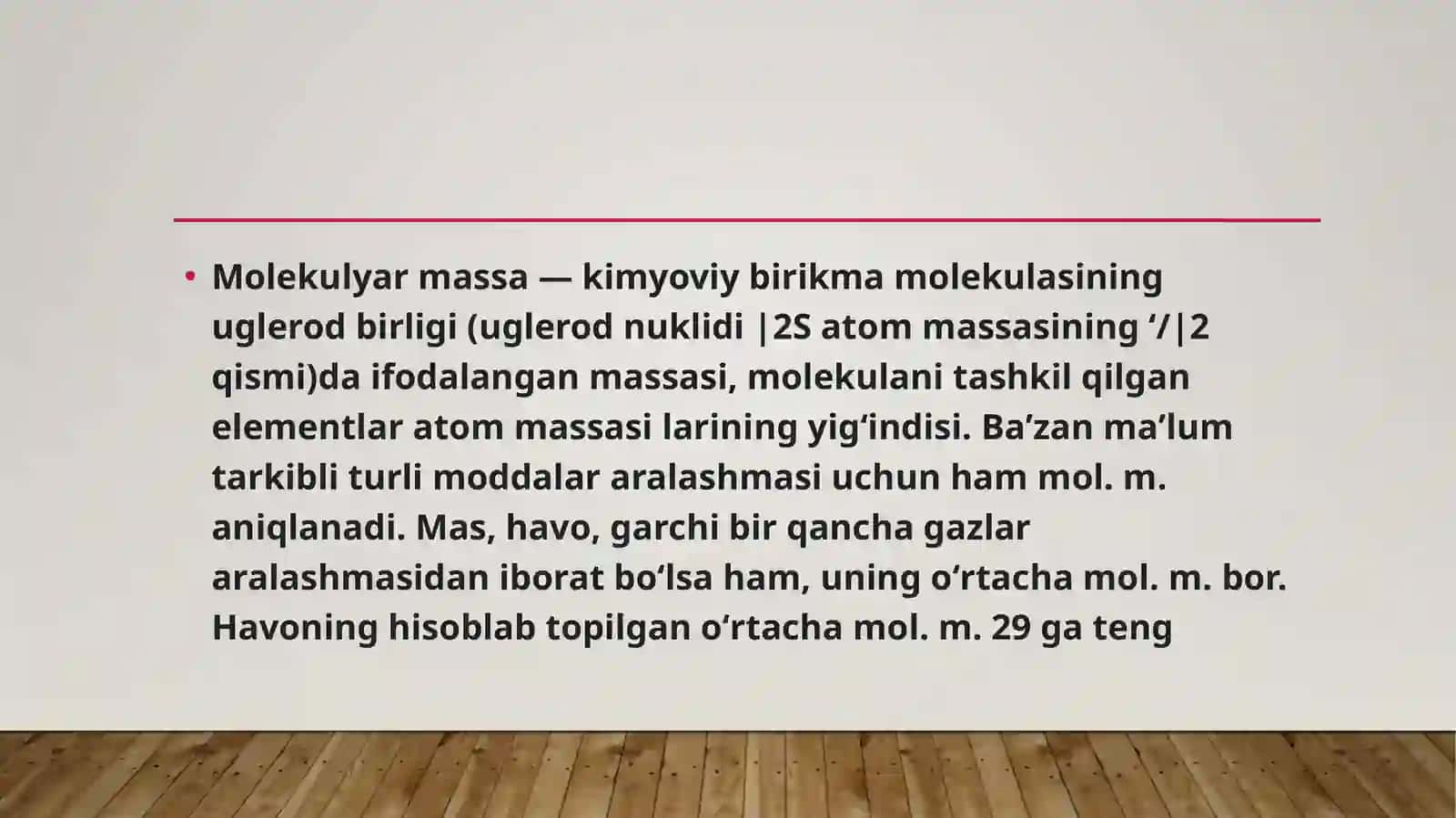 Molekulaning massasi va o'lchamlari 3