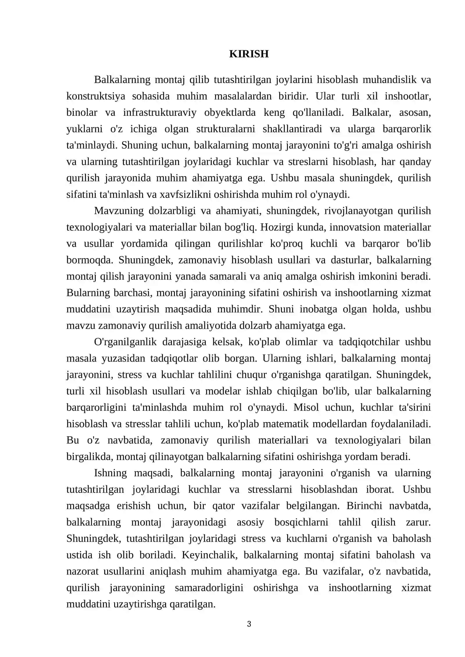 Balkalarning montaj qilib tutashtirilgan joylarini hisoblash 3