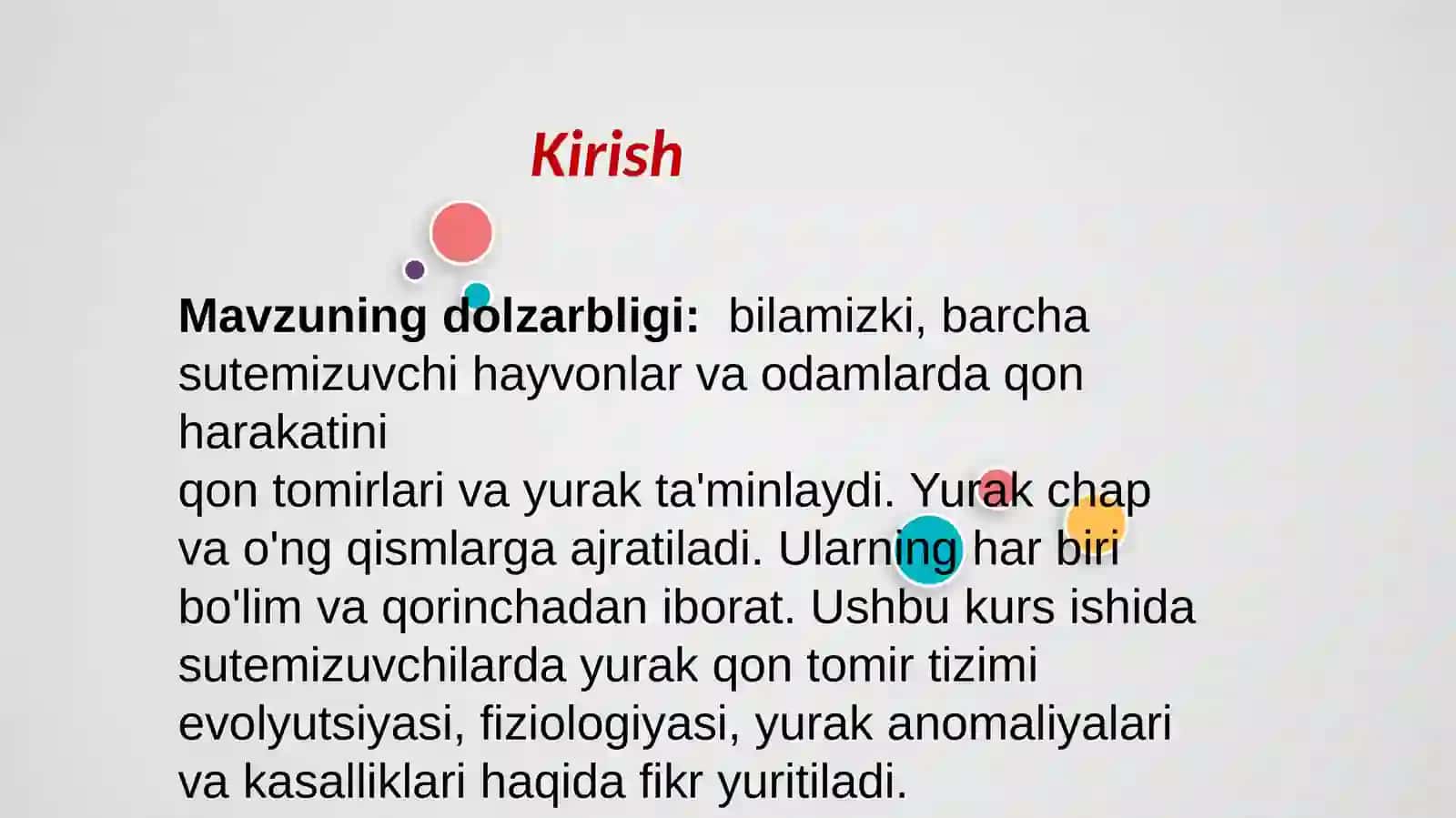 Taqdimoti: Biologiya Yurak Qontomirtizimi 3