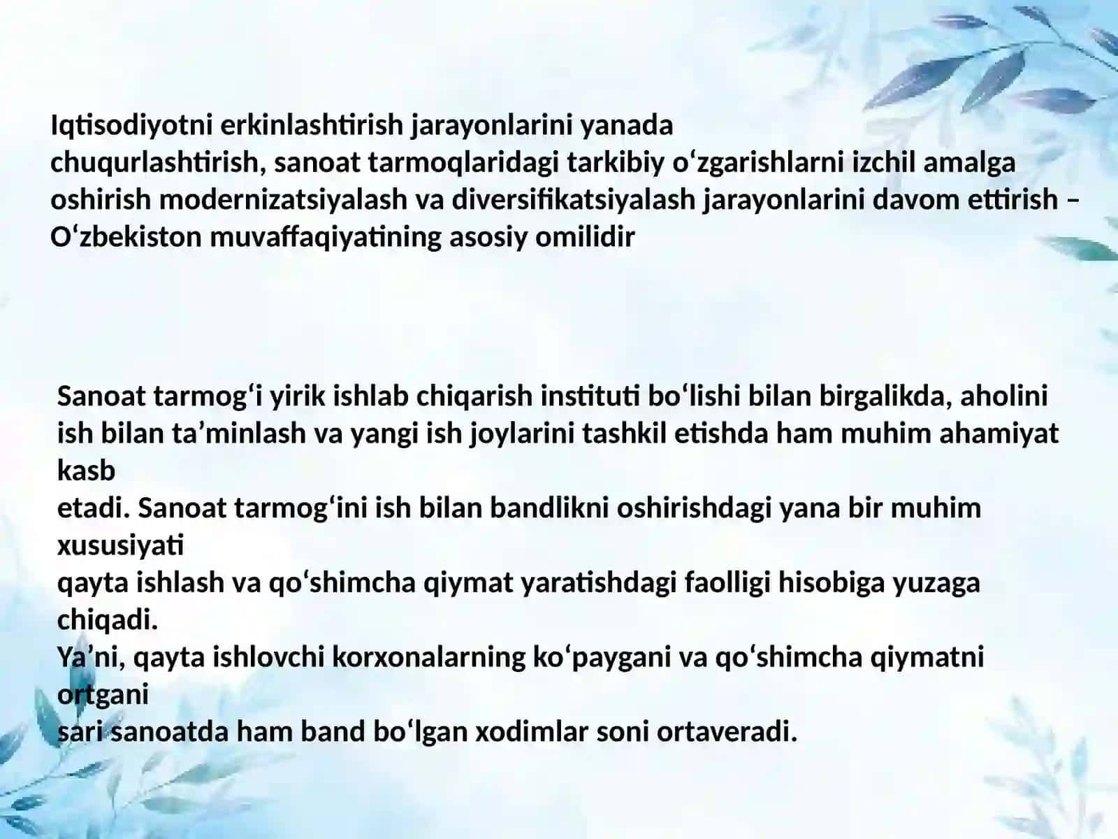Sanoatning Xomashyo Manbai va Unijoylashtirish 3