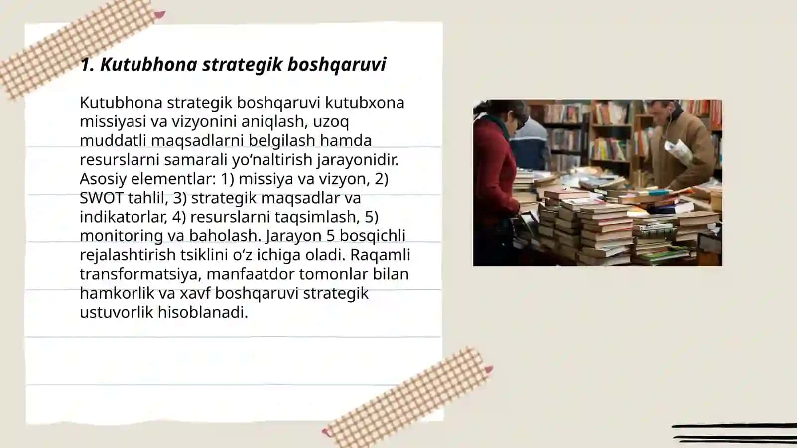 Kutubhona va axborot faoliyatida boshqarish usullari 3