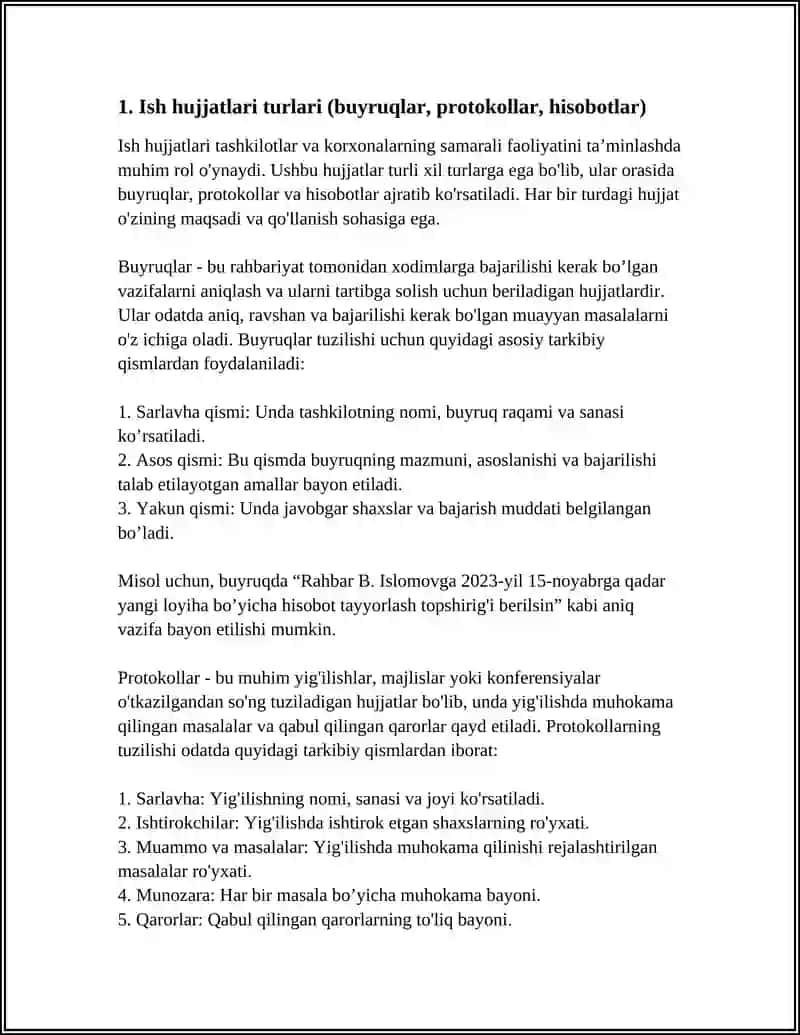 ISH HUJJATLARI VA ULARGA QO'YILADIGAN ASOSIY TALABLAR 3