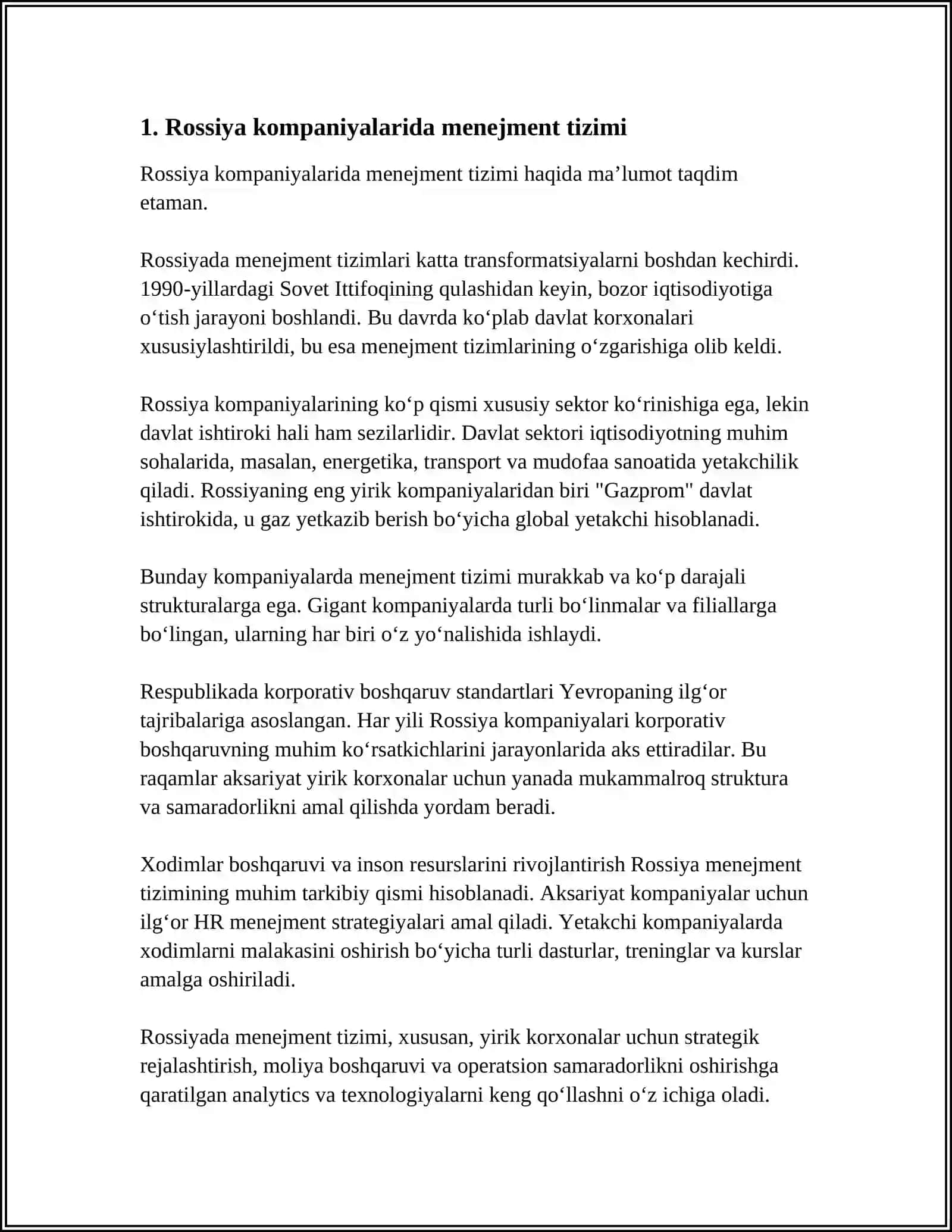 ROSSIYANING YIRIK KOMPANIYALARIDA MENEJMENT: AFZALLIKLARI VA KAMCHILIKLARI 3
