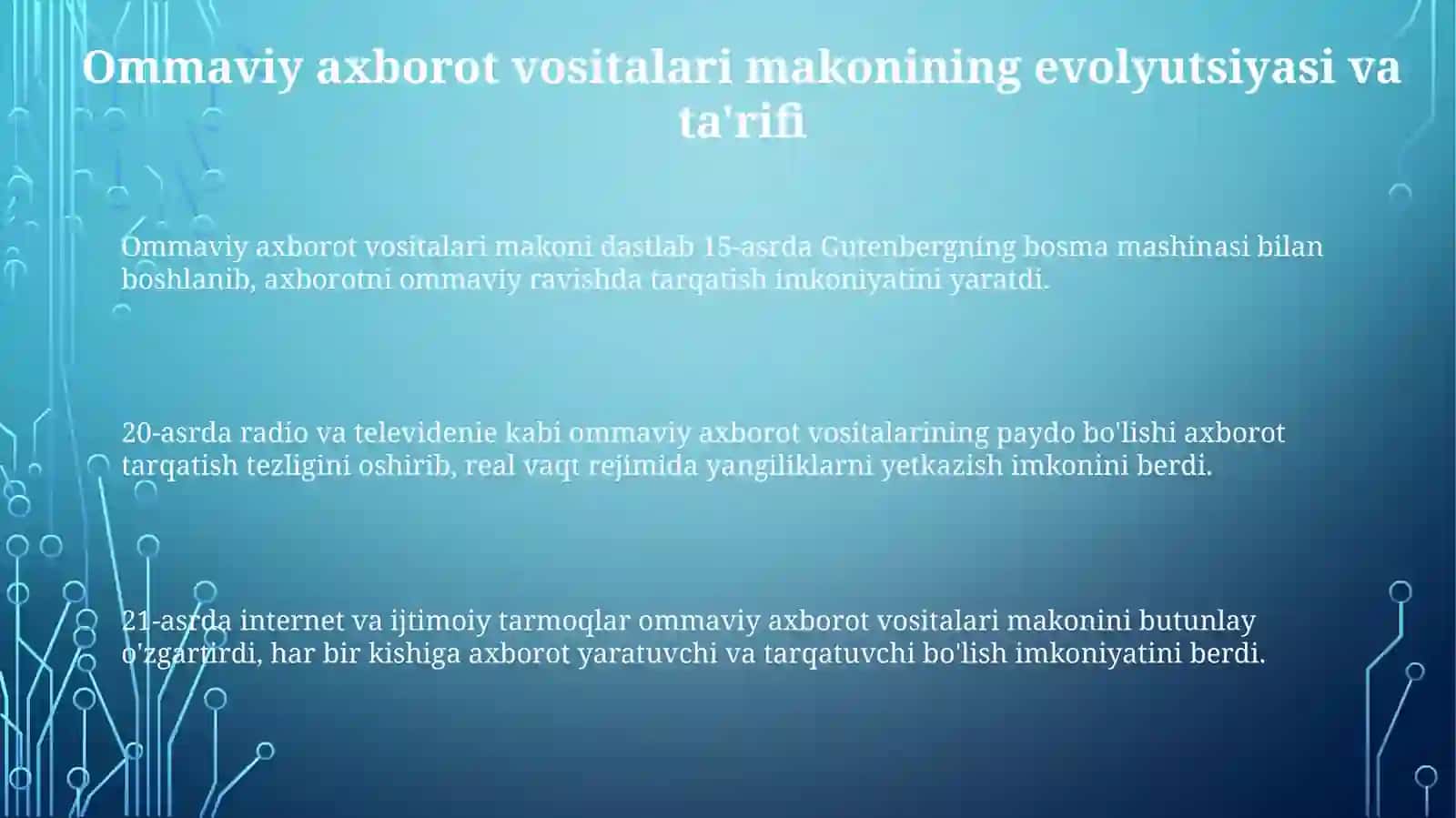 Ommaviy axborot vositalari makoni 3