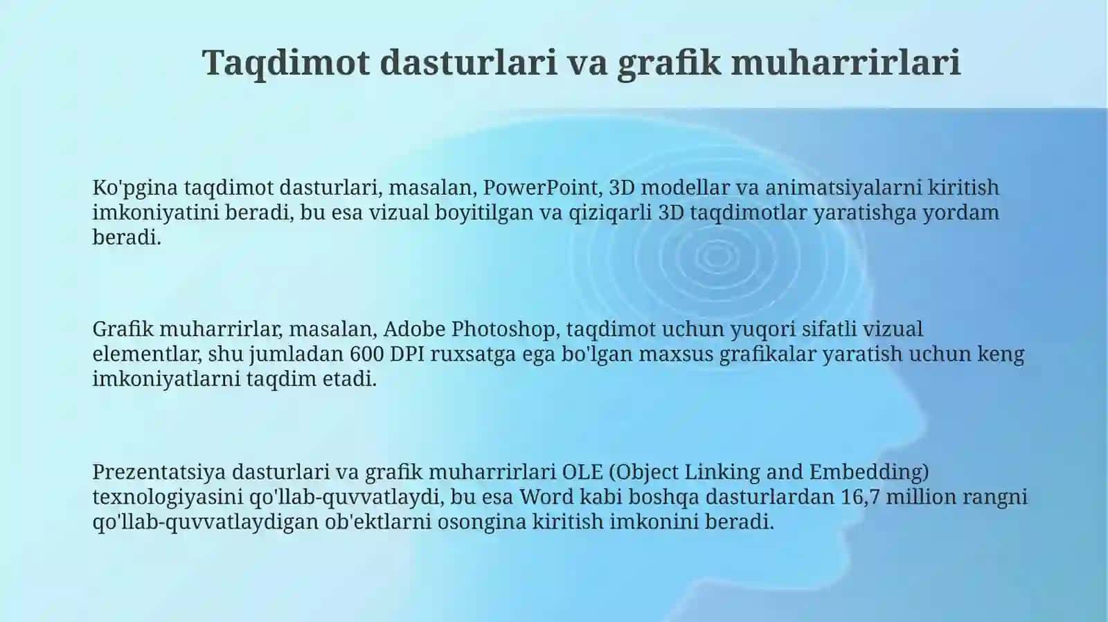 Taqdimotlarni ishlab chiqishning instrumental vositalari 3