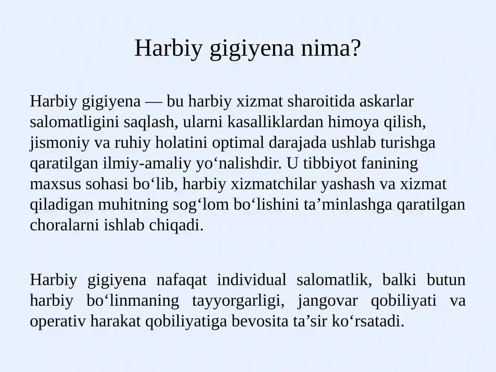 Harbiy gigiyenaning rivojlanish tarixi,Oʻzbekistondaharbiy gigiyenaning shakllanishi va rivojlanishi 3