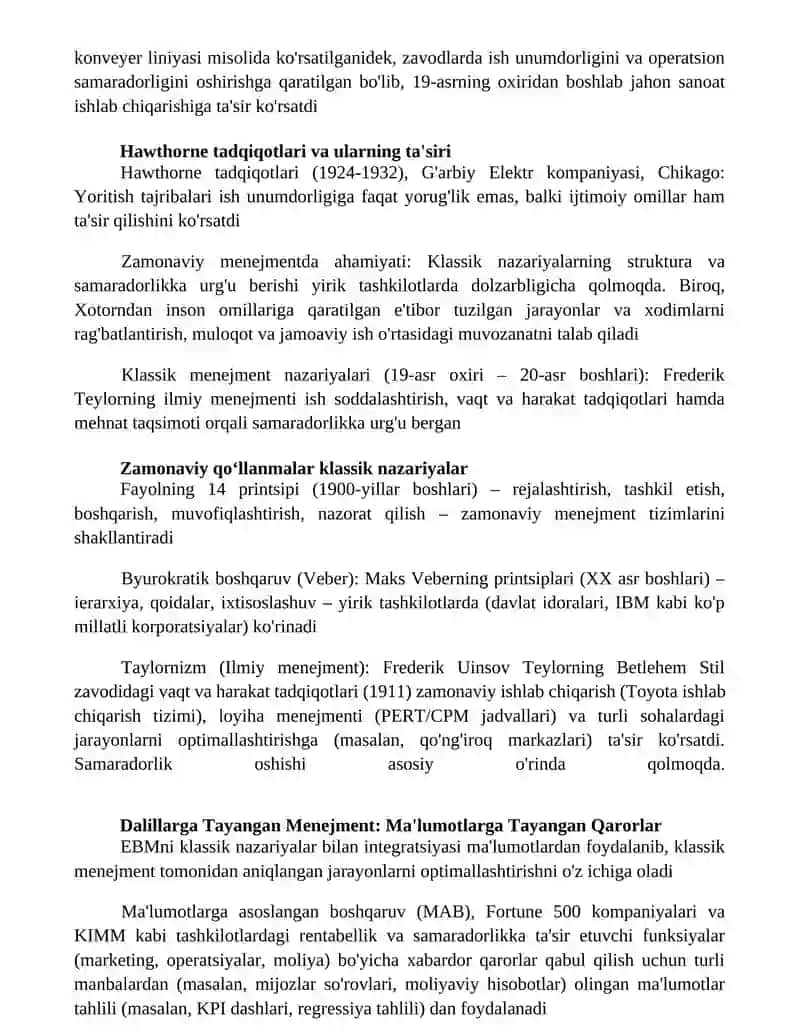 Klassik menejment nazariyalari (ilmiy, byurokratik va administrativ yondashuvlar) 3