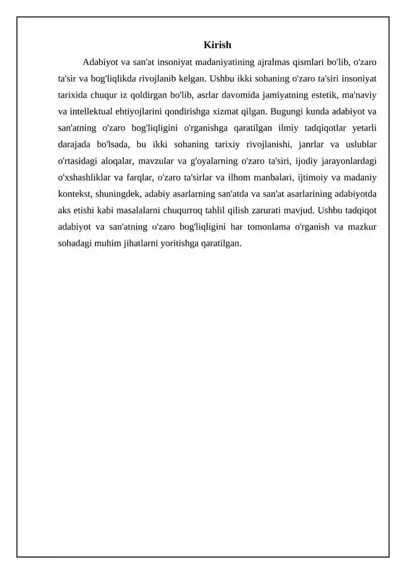 Adabiyot va san'atning o'zaro bog'liqligi: tarix va asosiy yo'nalishlar 3