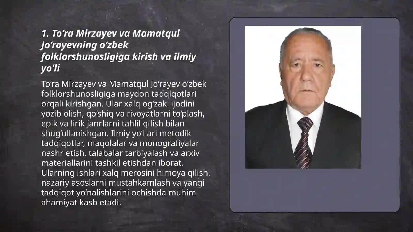 To‘ra Mirzayev va Mamatqul Jo‘rayevlarning o‘zbek folklorshunoslikka qo'shgan hissasi 3