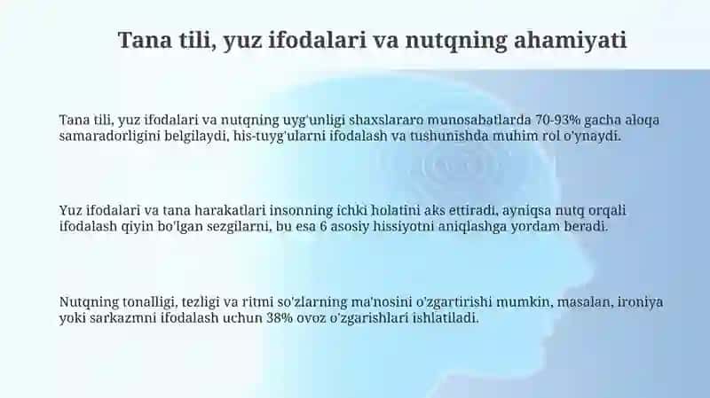 Tana tili, yuz ifodalari va nutq 3