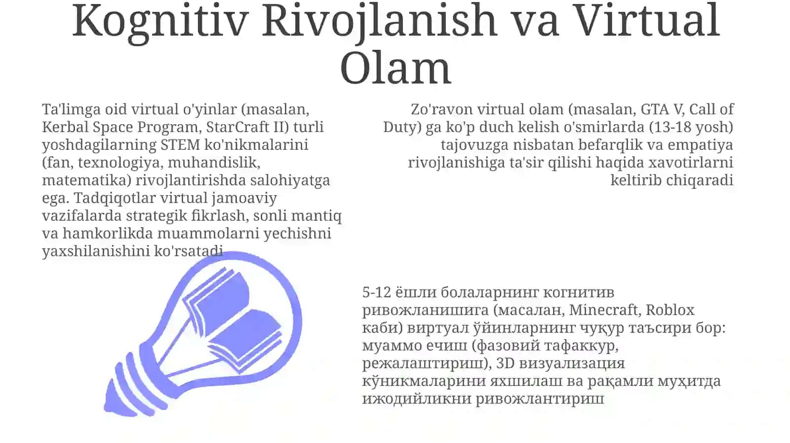 Kognitiv Rivojlanish va Virtual Olam 3