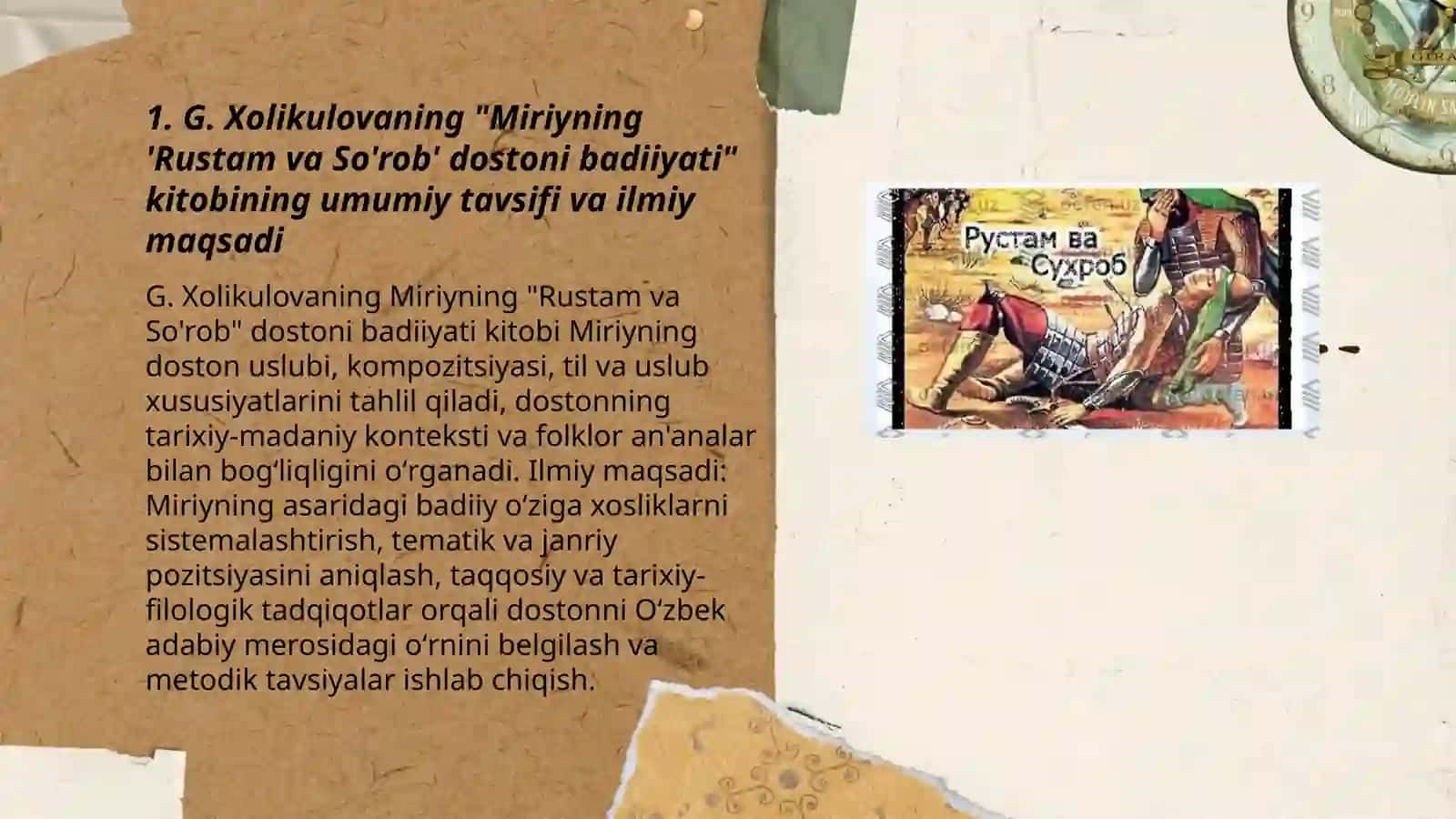G. Xolikulovaning "Miriyning 'Rustam va So'rob' dostoni badiiyati" kitobi tahlili 3