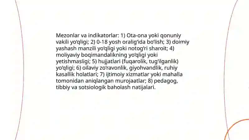 Ota-ona qaramog'idan mahrum boʻlgan bolalarni aniqlash va joylashtirish 3