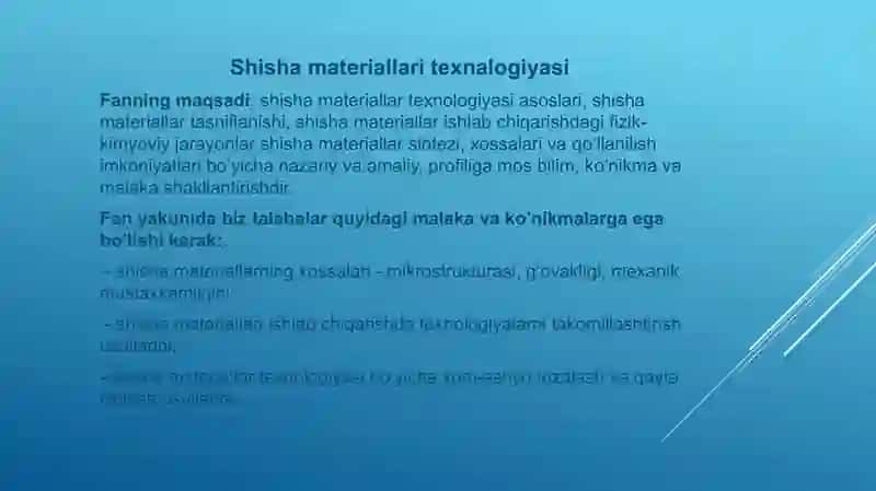 Shisha va keramik materiallar texnologiyasi 3