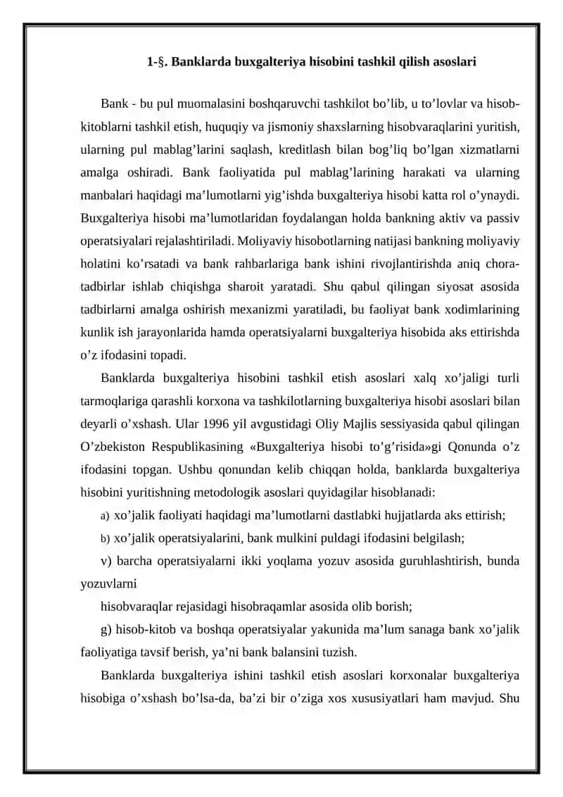 Banklarda Buxgalteriya Hisobini Tashkil Qilish Asoslari 3