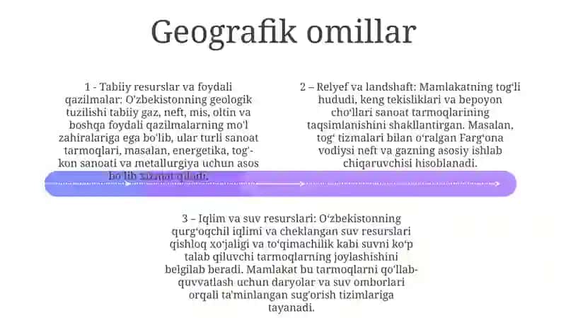 O'Zbekiston Sanoatining Hududiy Tashkil Etilishiga Ta'Sir Qiluvchi Omillar 3