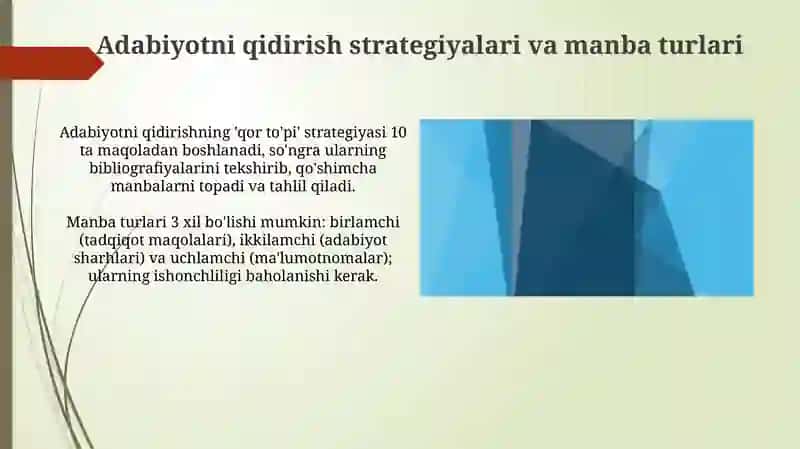 Adabiyotlarni izlashvatanlash 3