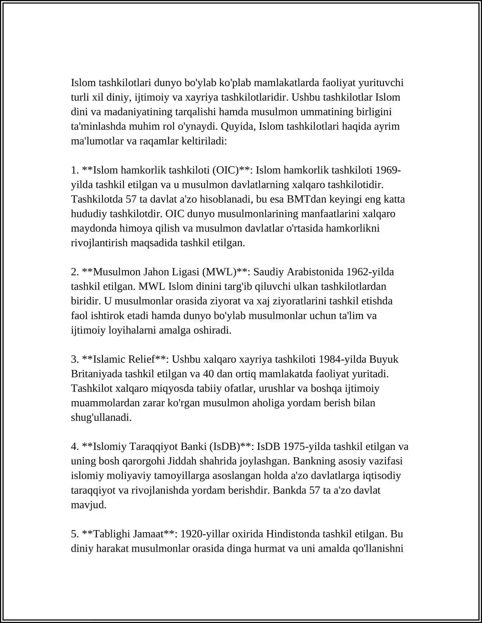 MUSTAQIL ISH Mavzu: ÒZBEKISTONDA FAOLIYAT KÒRSATUVCHI DINIY TASHKILOTLAR 3
