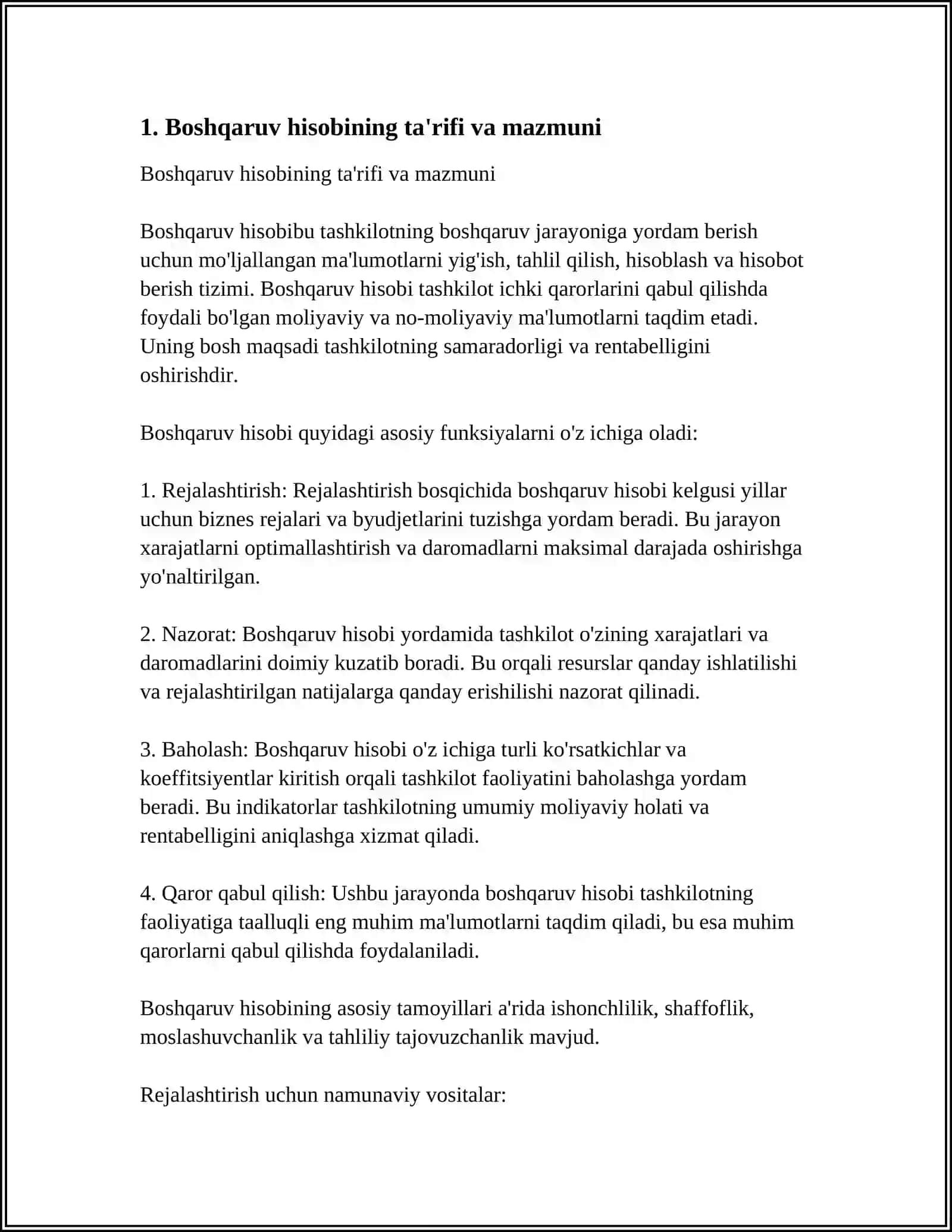 BOSHQARUV HISOBINING MOHIYATI VA VAZIFALARI 3