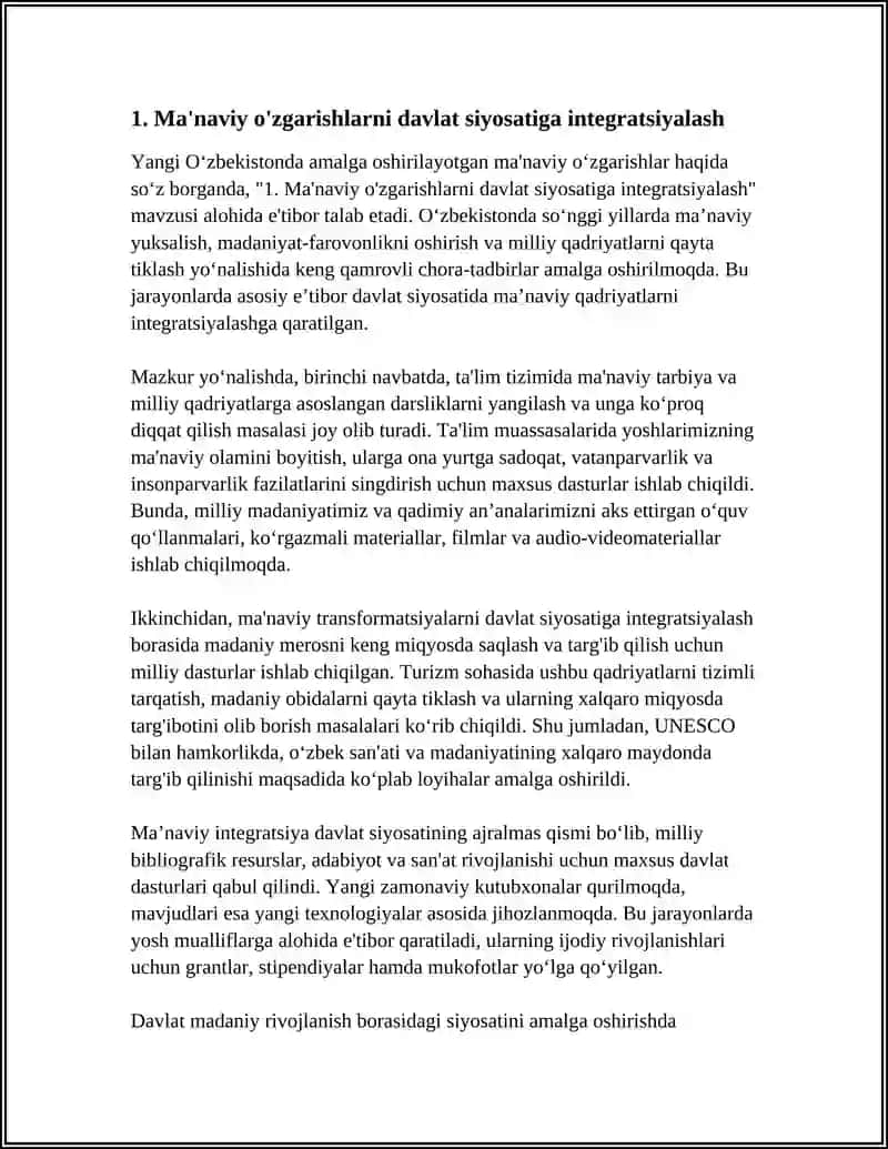 YANGI O‘ZBEKISTONDA AMALGA OSHIRILAYOTGAN MA’NAVIY O‘ZGARISHLAR 3