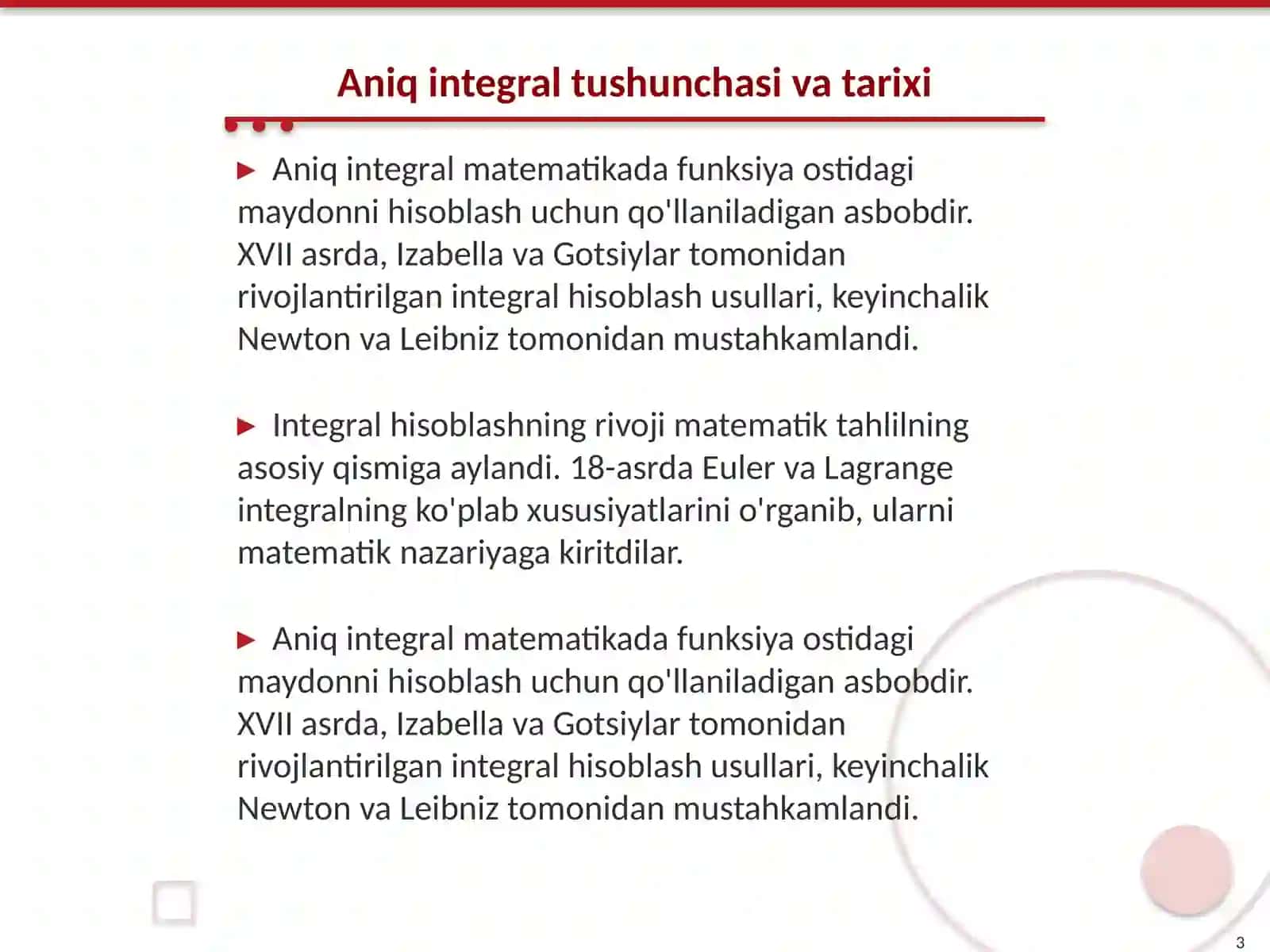 Aniq integral yordamida yassi figuralar yuzalarini hisoblash 3
